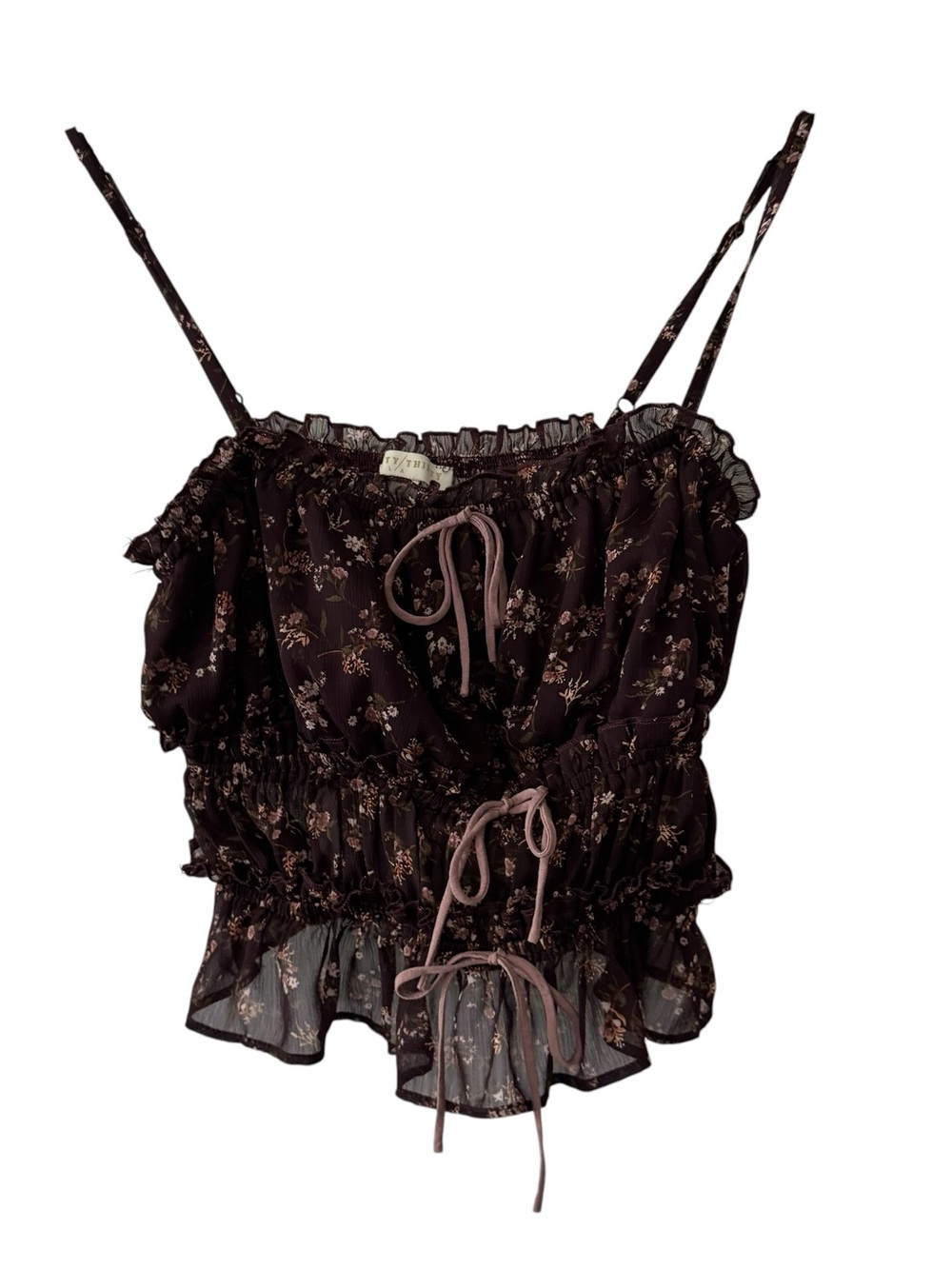 Y2K Fairy Grunge Floral Off Shoulder Crop Top Womens Large Boho Coquette